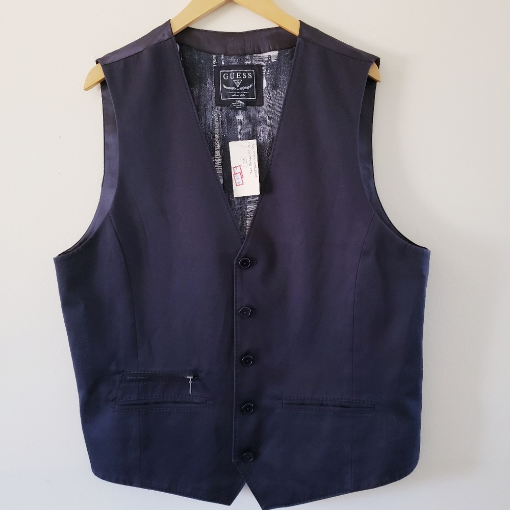 GUESS Men'S NWT Formal Vest - Black XL